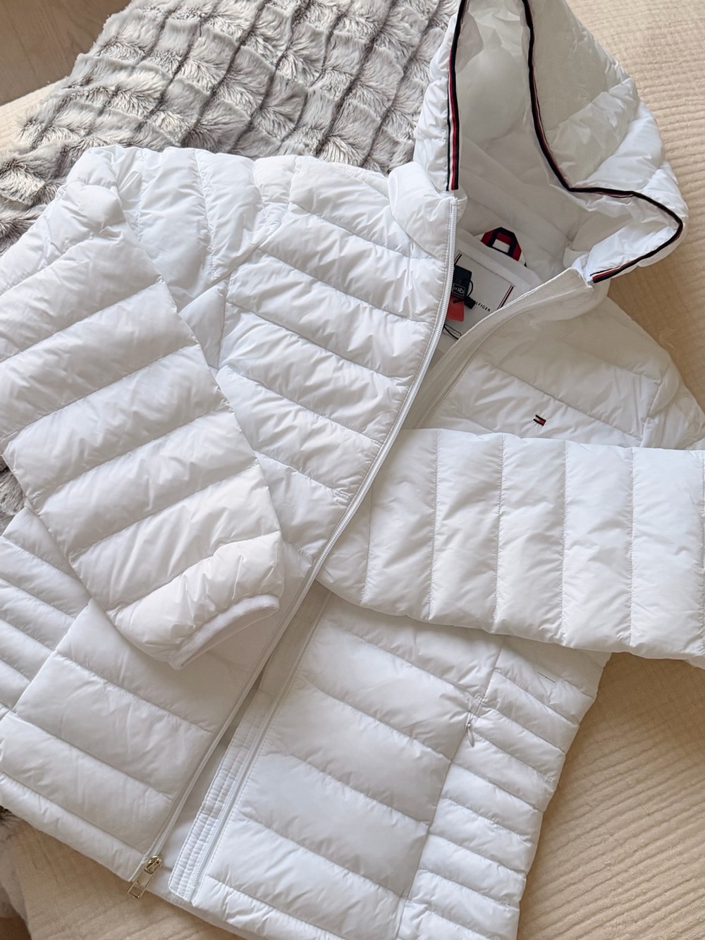 Tommy Hilfiger White Quilted Puffer Jacket